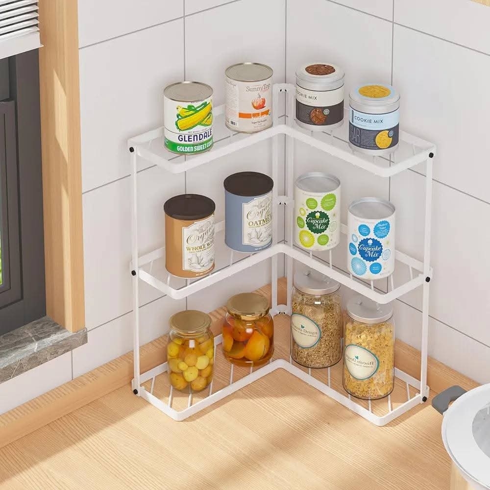 White Corner Kitchen Shelf Organizer